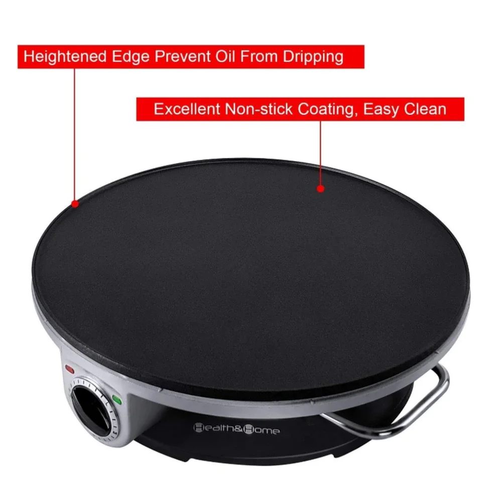 Health and Home Crepe Maker - 13 Inch Crepe Maker & Electric Griddle & Non-stick